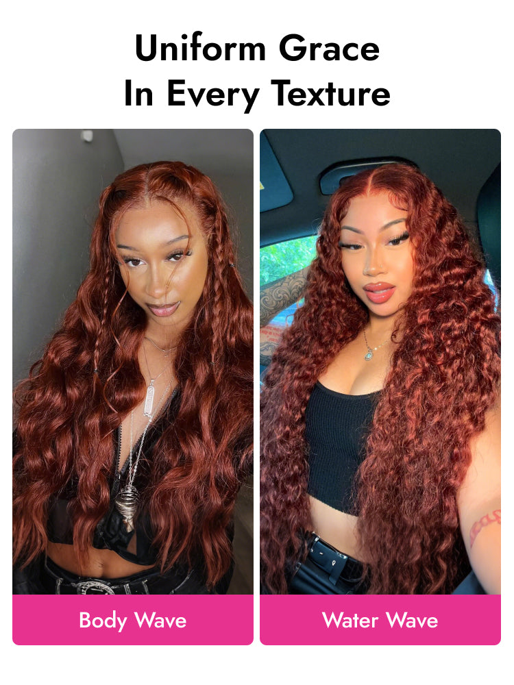 reddish brown wig with different texture
