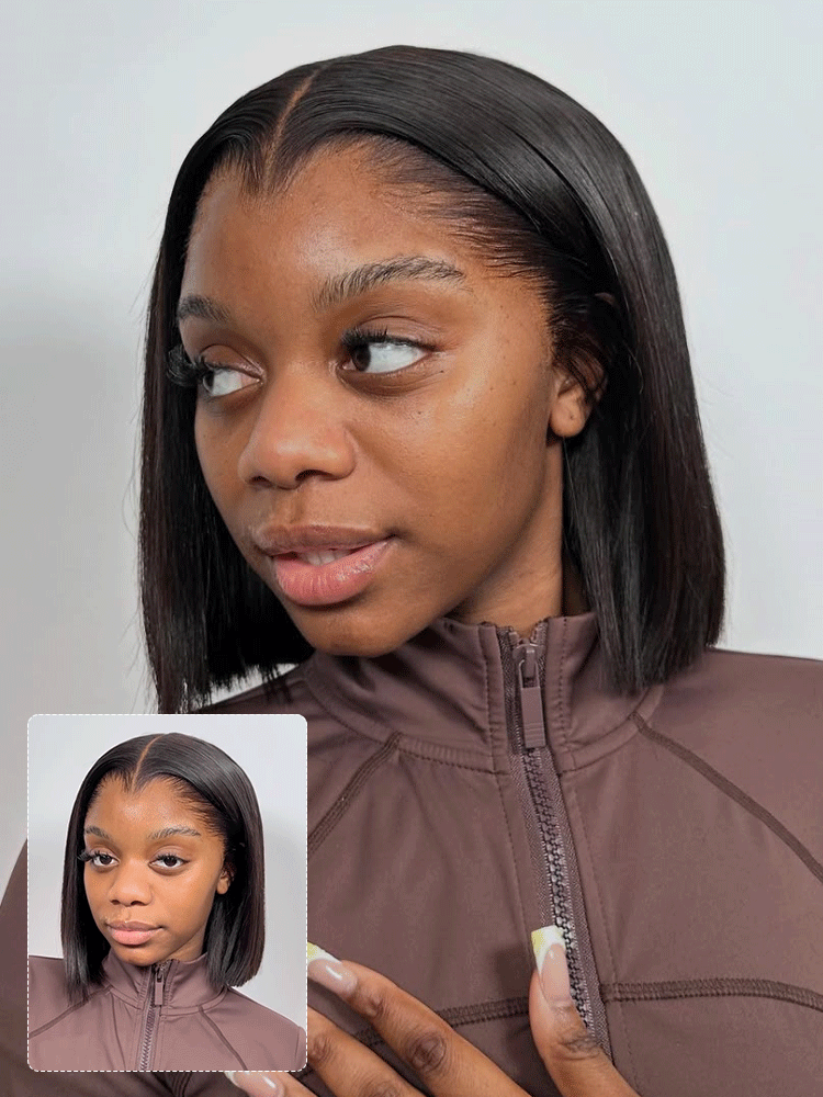 Short Bob Widows Peak Hairline Wigs Human Hair