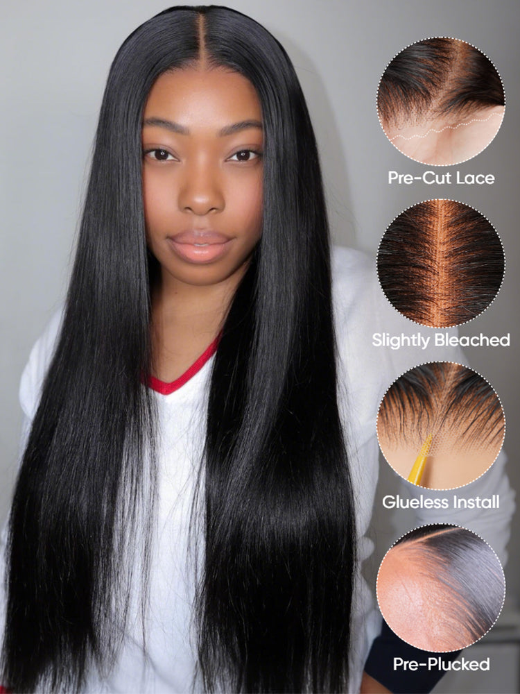 straight 6x8 glueless wig