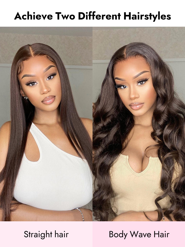 straight and body wave brown wig