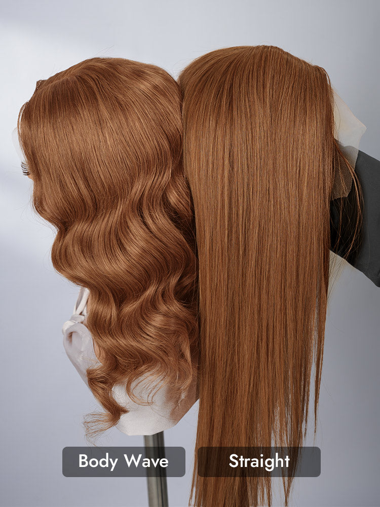 straight and body wave light brown wig