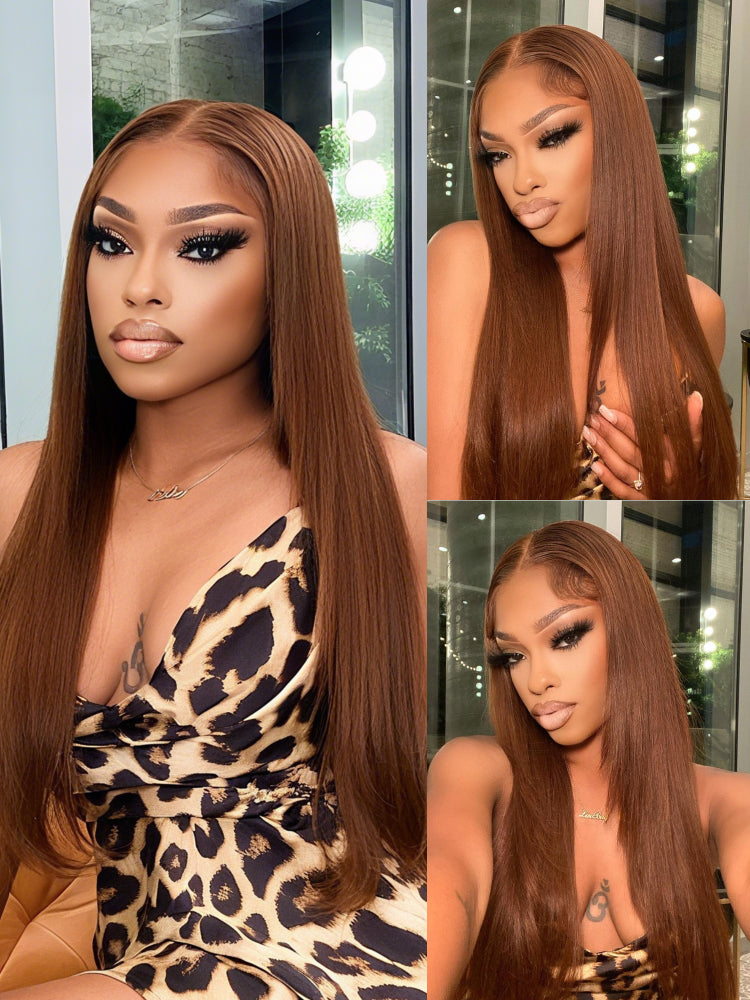 straight light brown lace wig