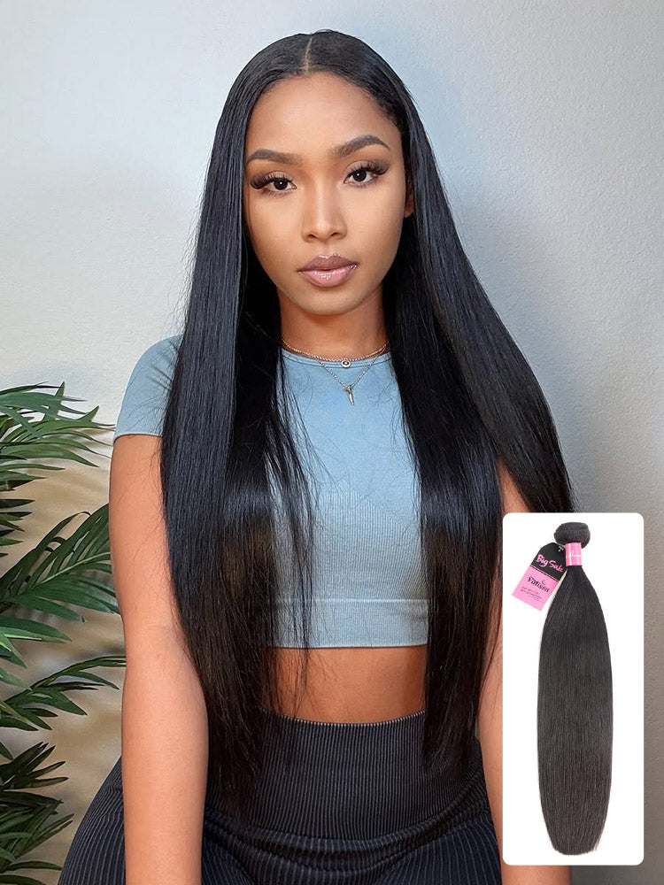 straight single human hair weave