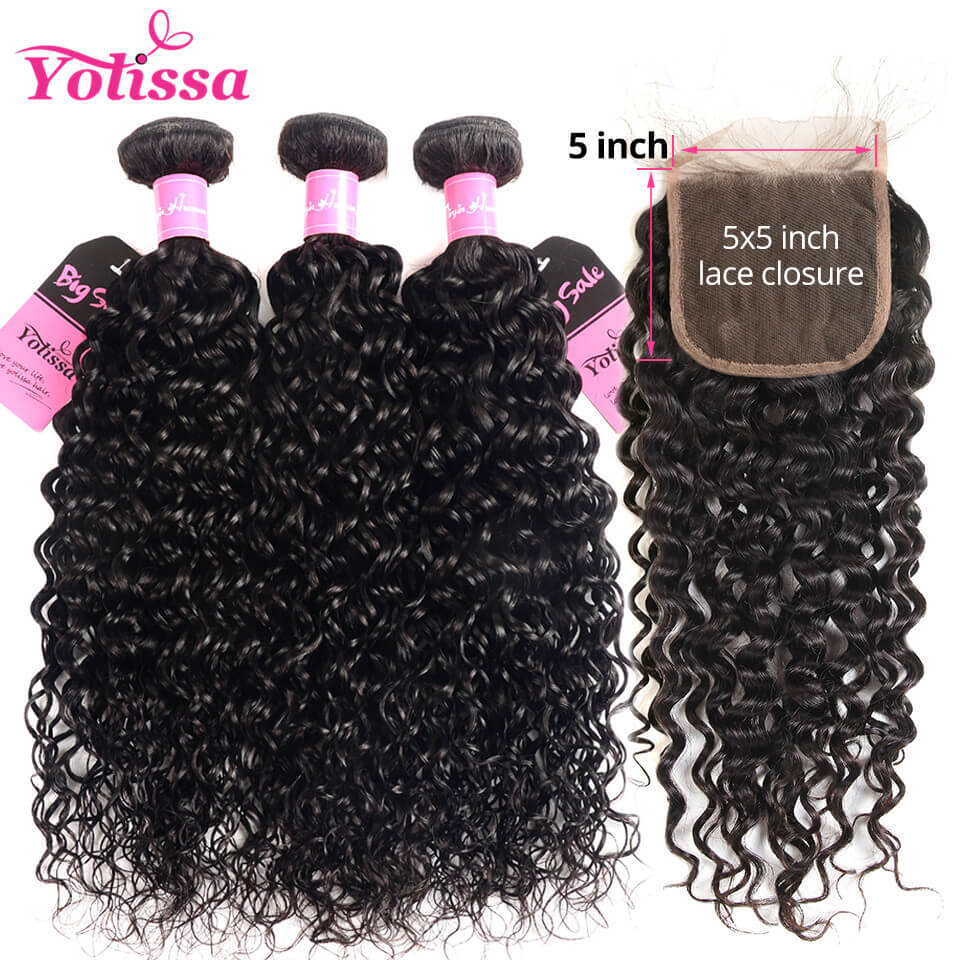 water wave 3 bundles with closure 5*5