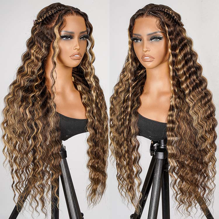 Braided Wig With Honey Blonde Highlights