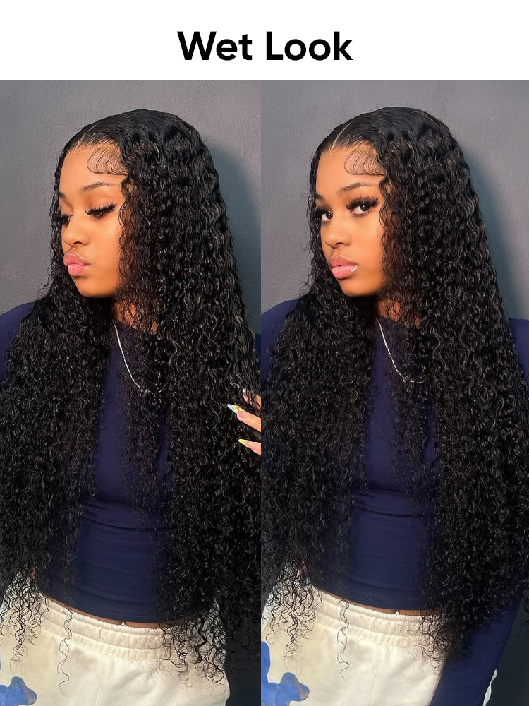 wet look curly HD wig