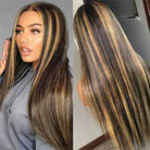 black lace front wig with honey blonde highlights