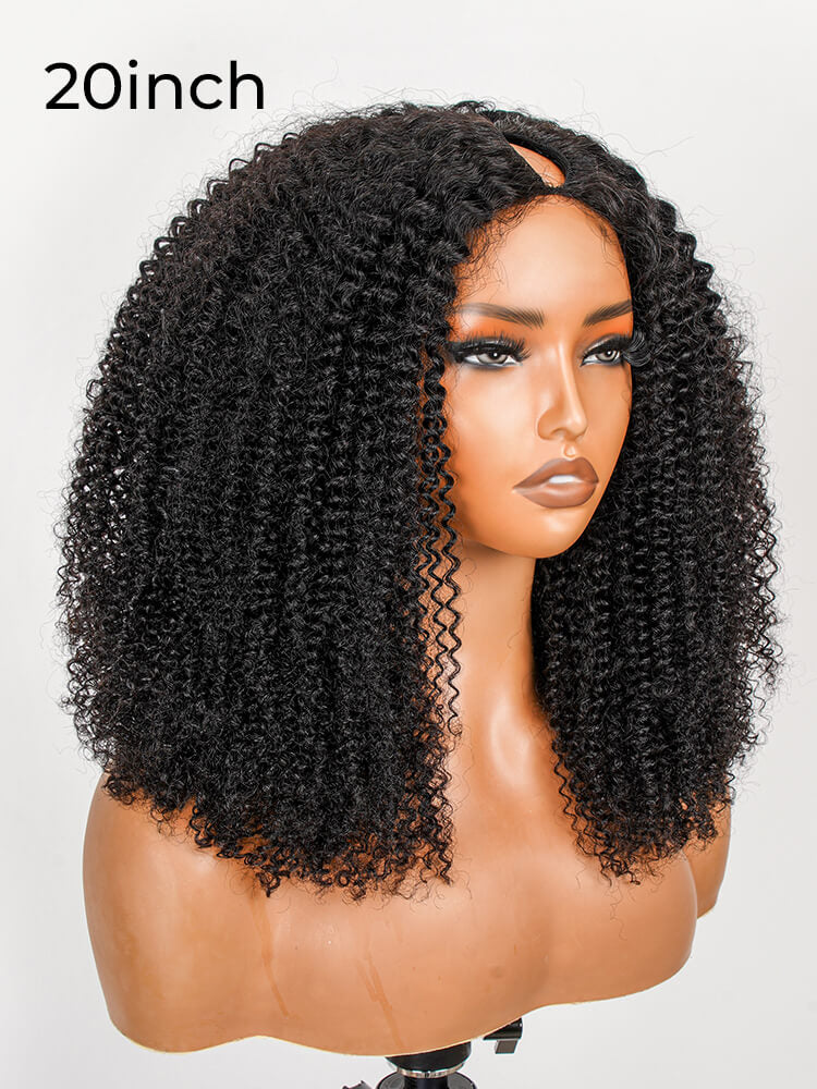 20inch Kinky Curly V Part Wig