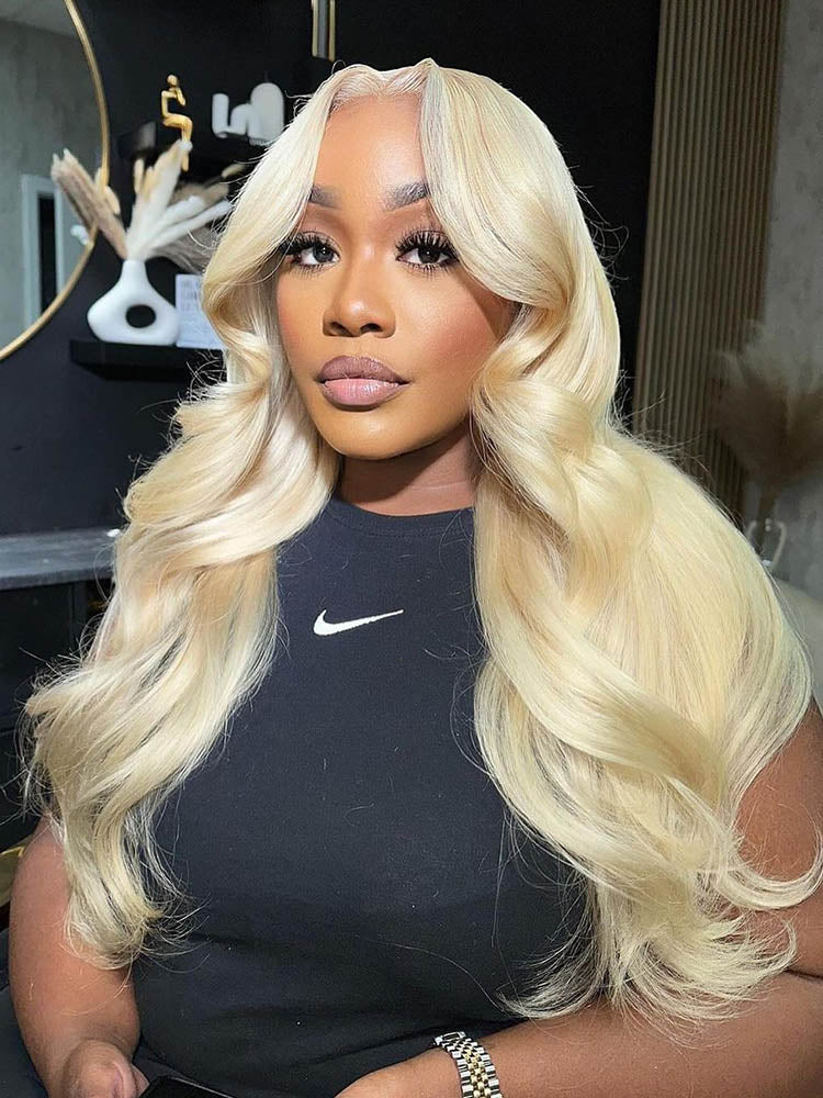 613 blonde body wave lace closure wig