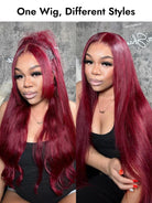99J Burgundy Straight Lace Front Wig