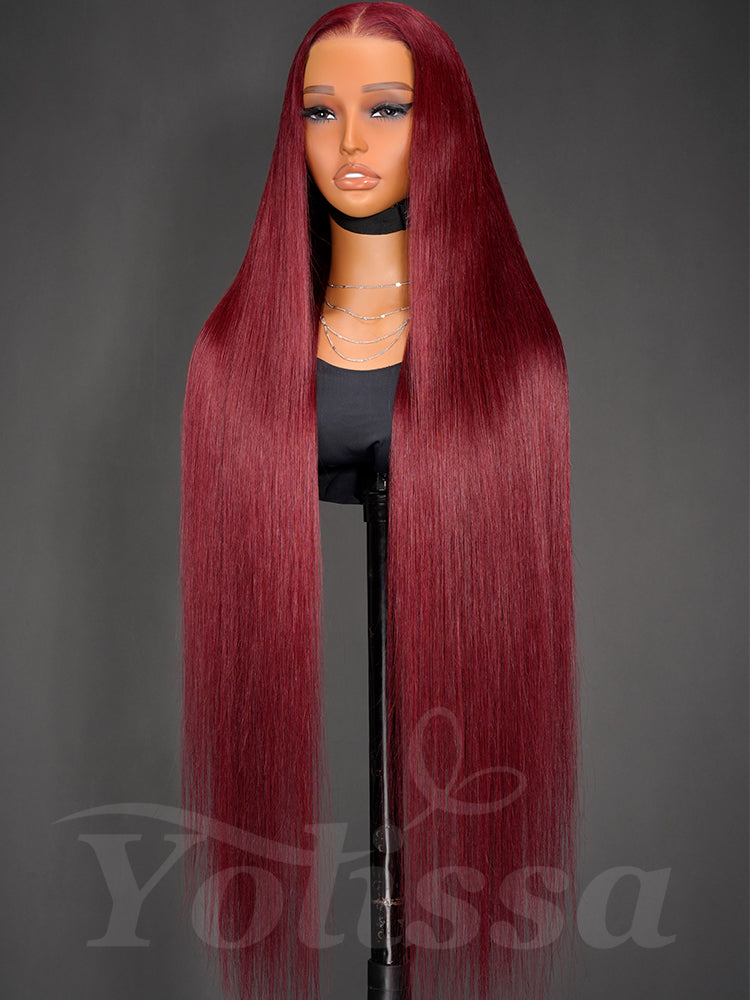 99j burgundy long straight wig