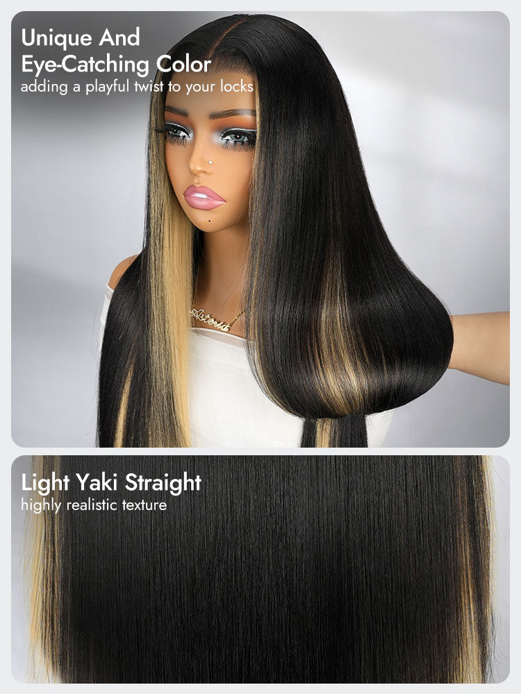 Blonde Peek A Boo Highlights Light Yaki Straight Wig