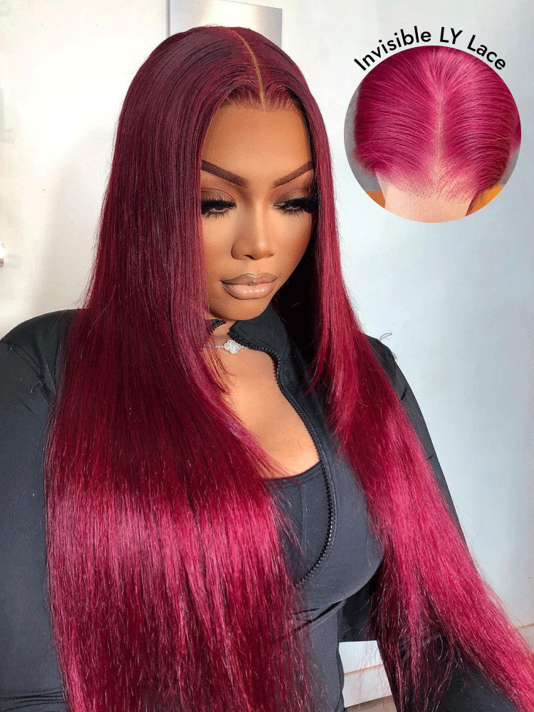 Burgundy Straight Thin LY Lace Wig