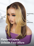 Butterfly Cut Highlight Bob Wig