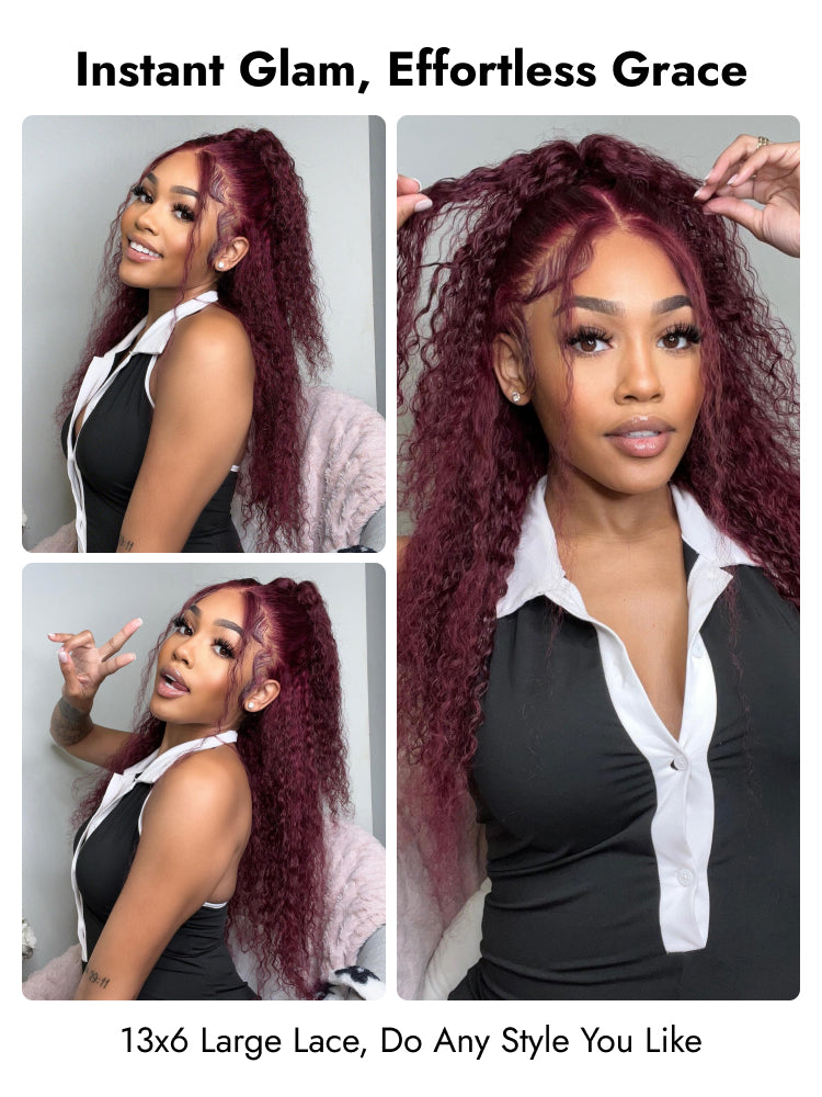 Cherry Cola Red Deep Wave 13x6 Lace Frontal Wig