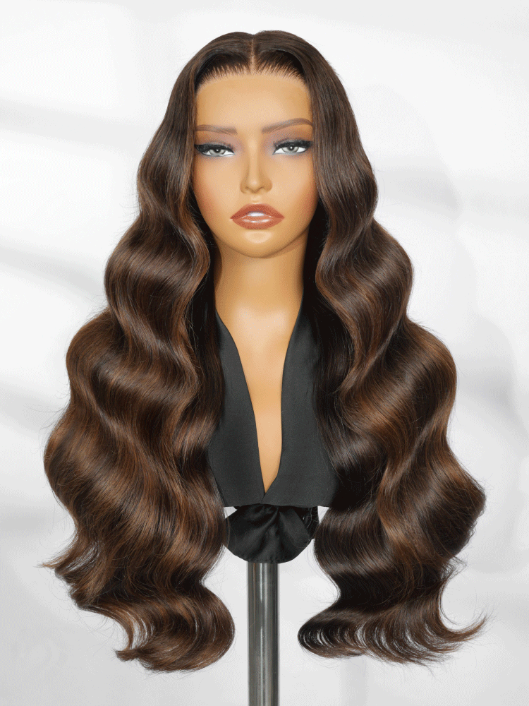 Dark Brown With Highlights Wig