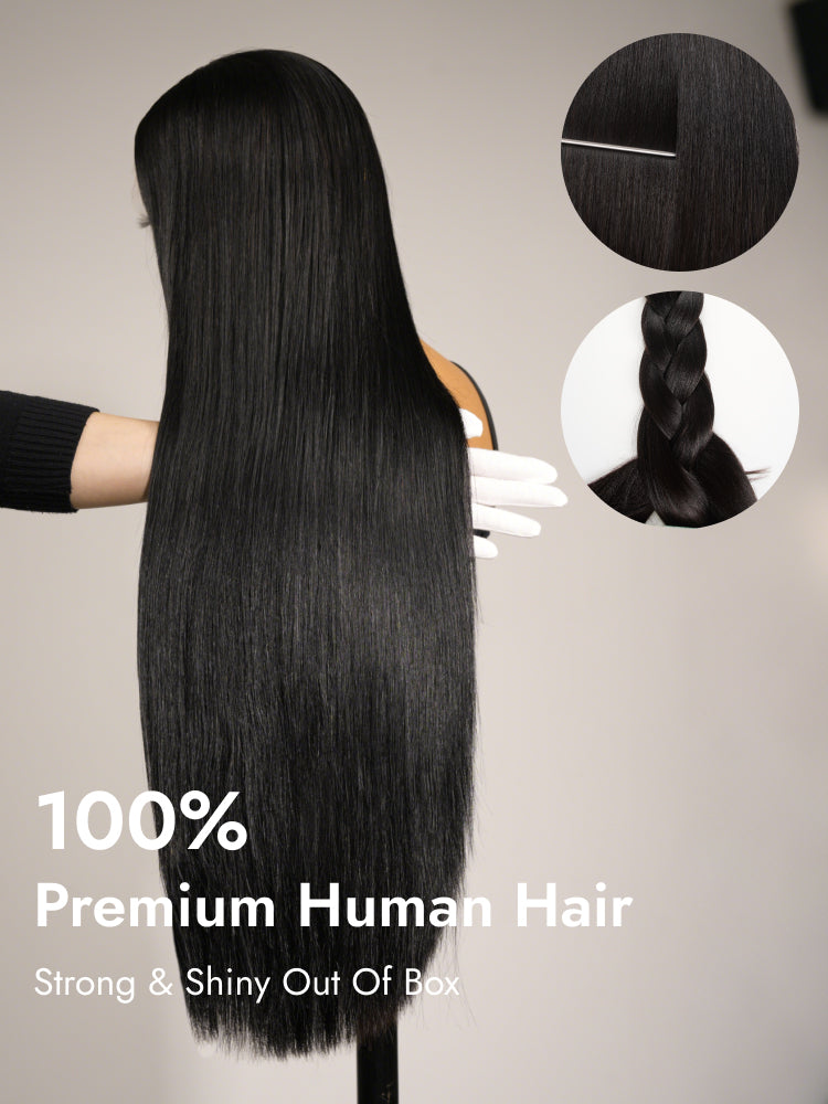 High quality straight double drawn wig