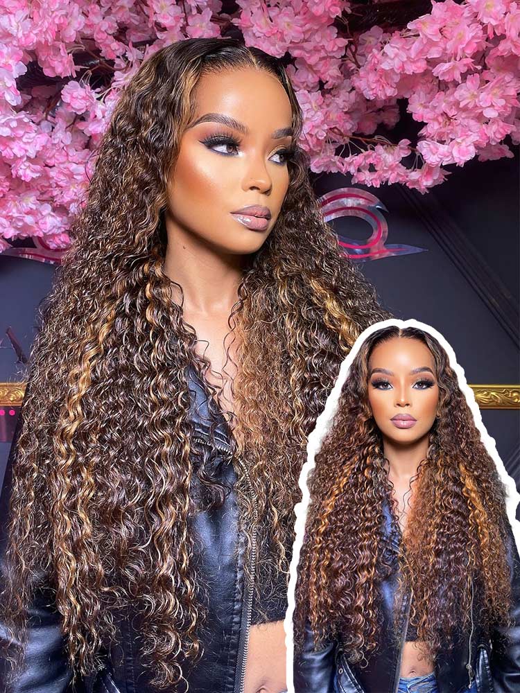 Highlight Color Water Wave Lace Front Wigs
