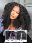 Kinky Curly V Part Wig No Leave Out