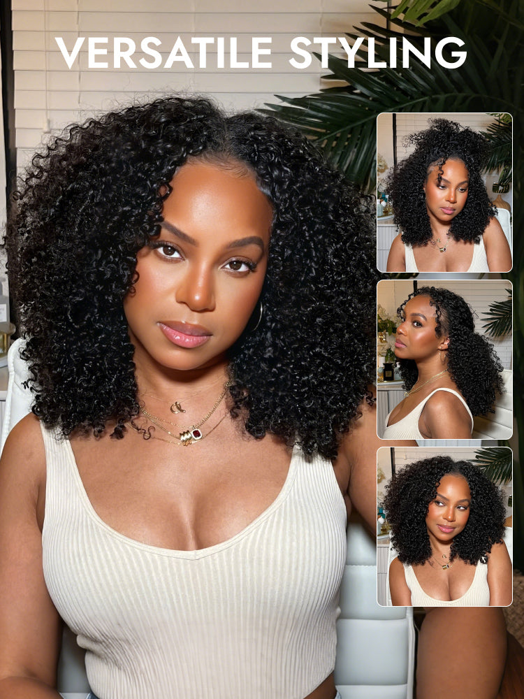 Kinky Curly V Part Wigs With Versatile Styles