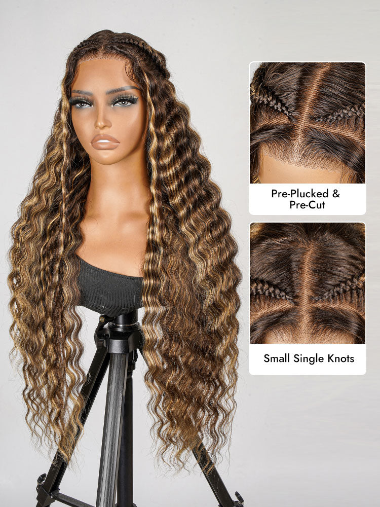 Pre Braided 13x4 Lace Front Wig With Honey Blonde Highlights