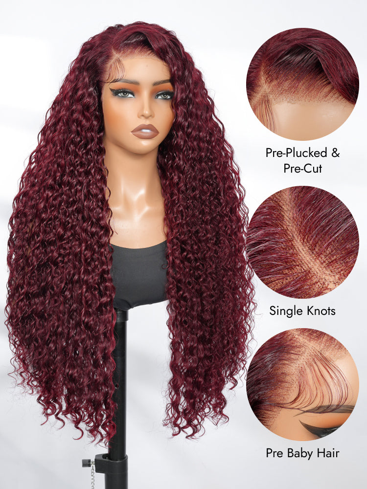 Premium Cherry Cola Red Hair Deep Wave 13x6 Lace Frontal Wig