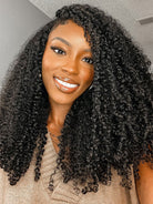 Side Part Afro Kinky Curly V Part Wig
