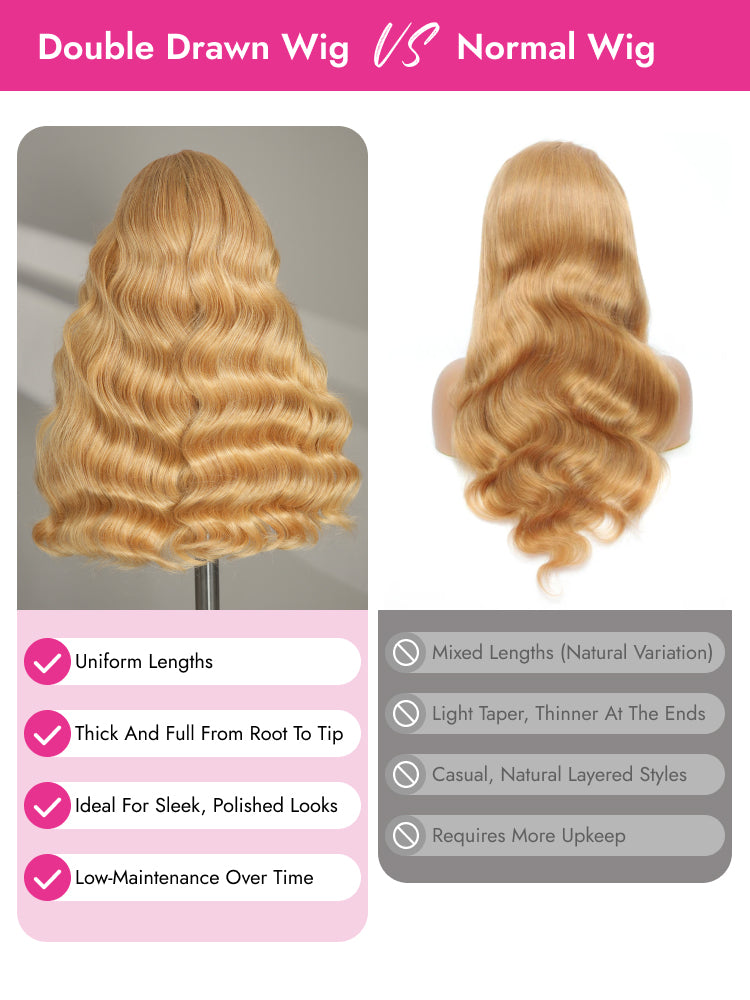 Upgrade honey blonde Double Drawn wig