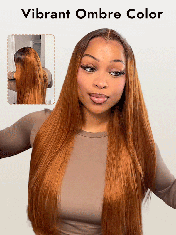 Vibrant ombre color straight wig