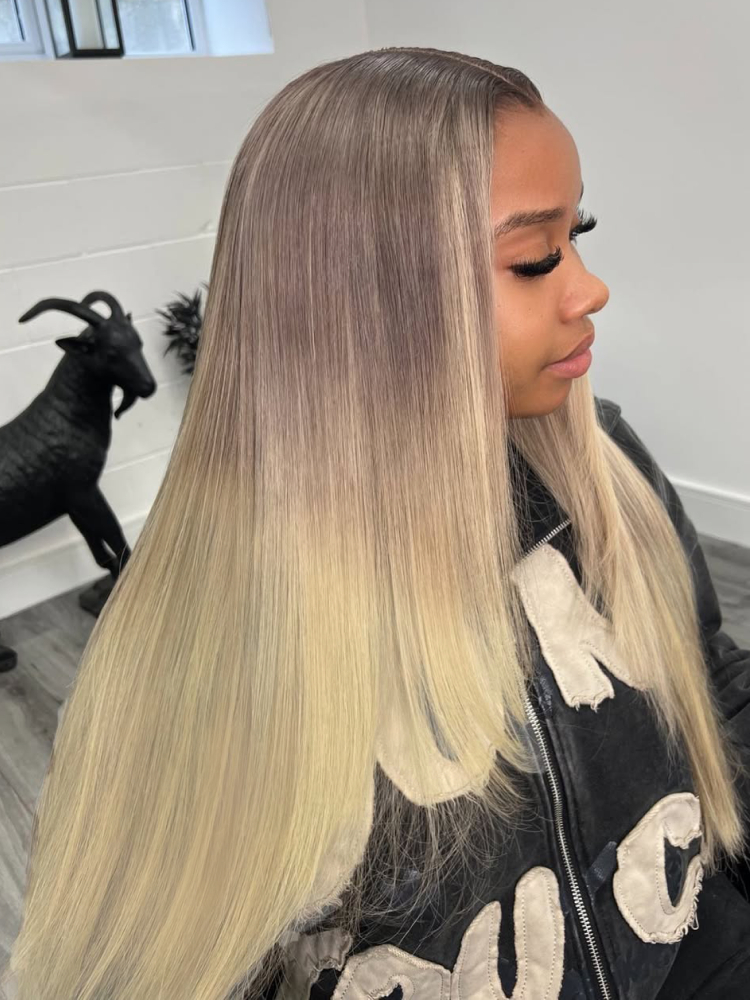 ash blonde balayage straight hair