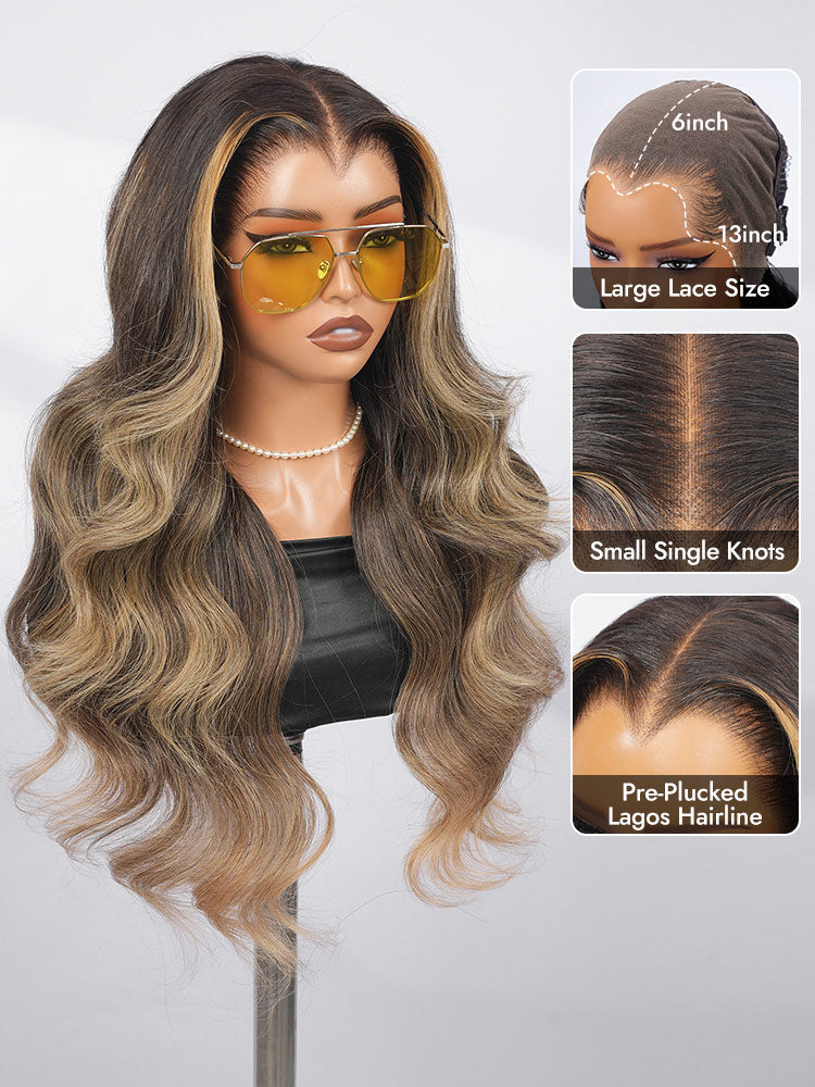 ash brown balayage M hairline wig