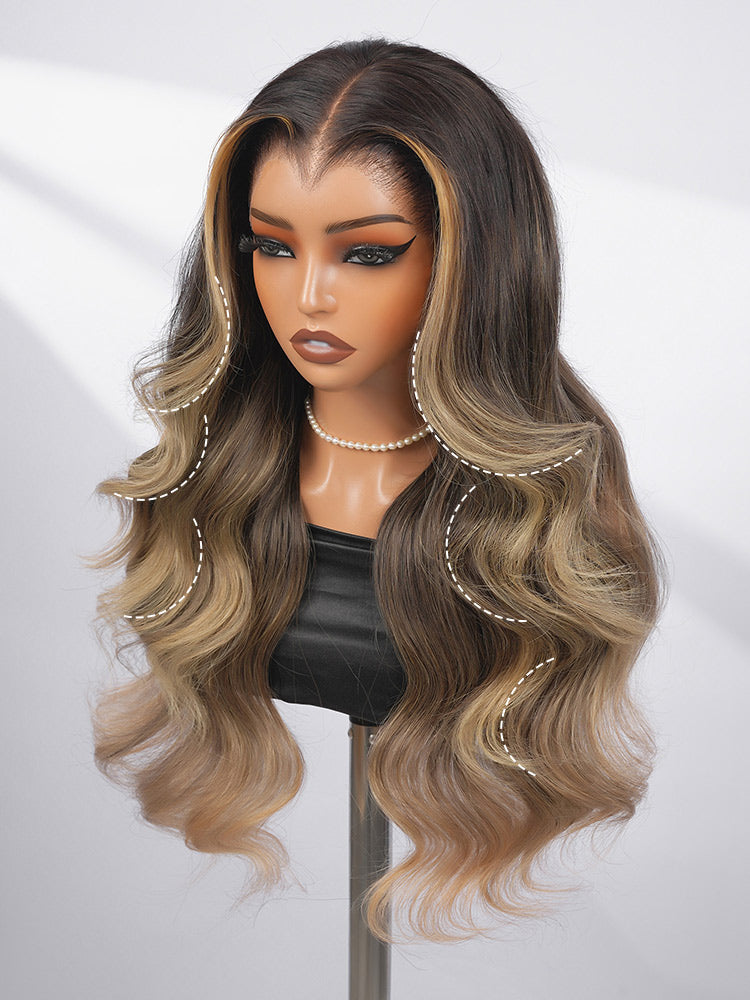 ash brown balayage human hair wig