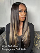 balayage layered cut straight wig