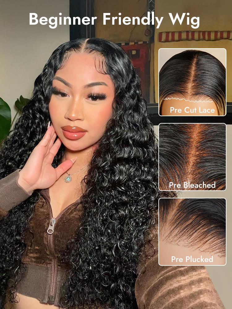 beginner friendly deep wave glueless wig