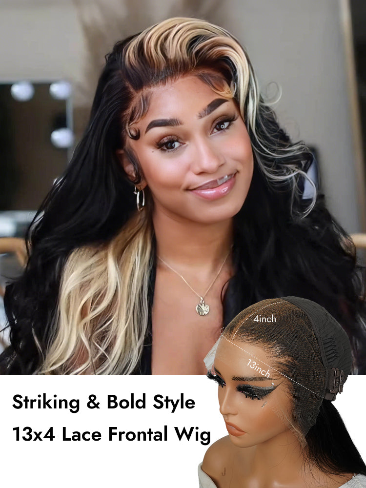 black 13x4 wig with 613 blonde highlights