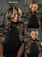 black and blonde lace front wig