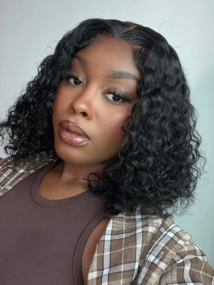 black water wave bob cut wig