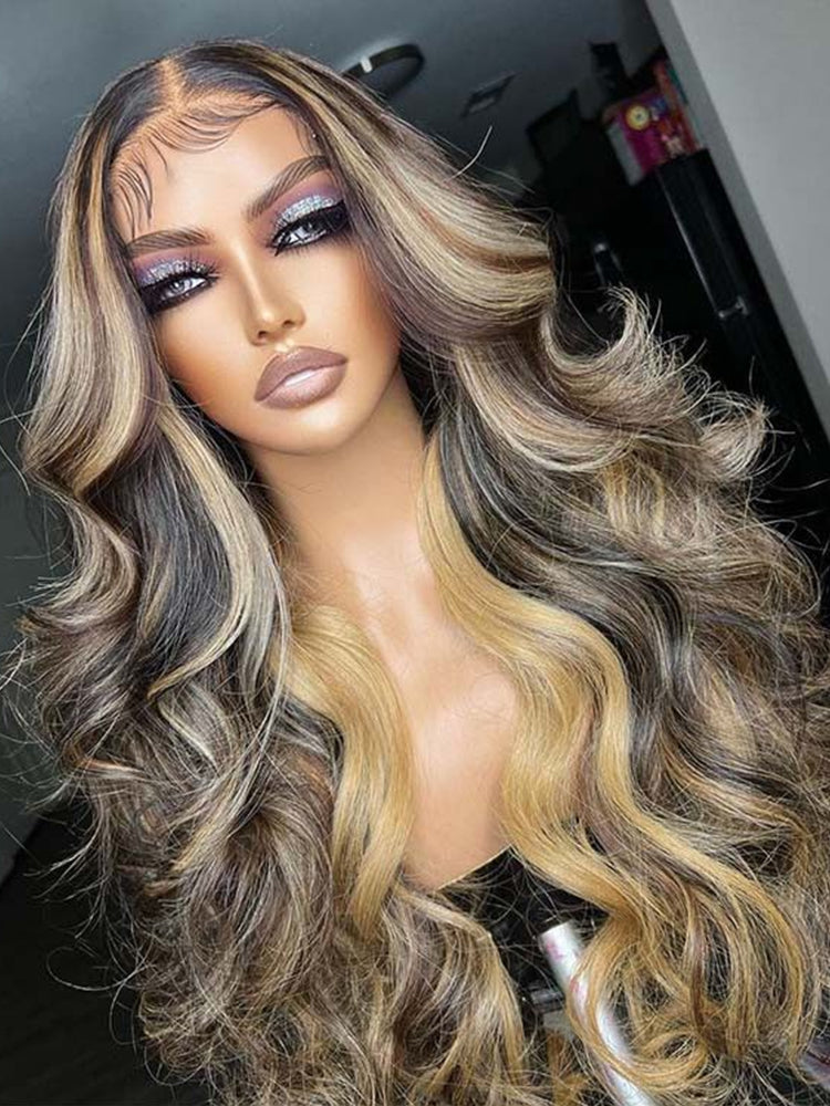 black wig with highlights