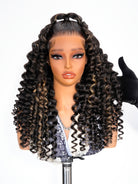 black with blonde highlights wig