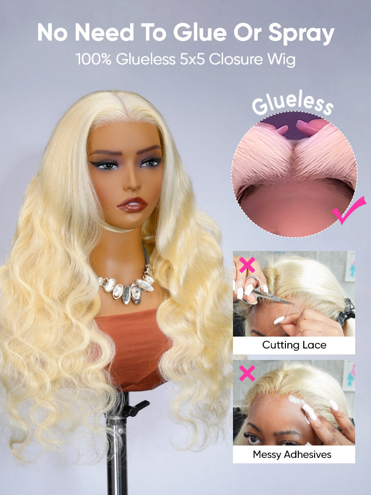 blonde glueless closure wig
