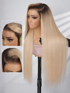 blonde lace frontal wig with dark roots