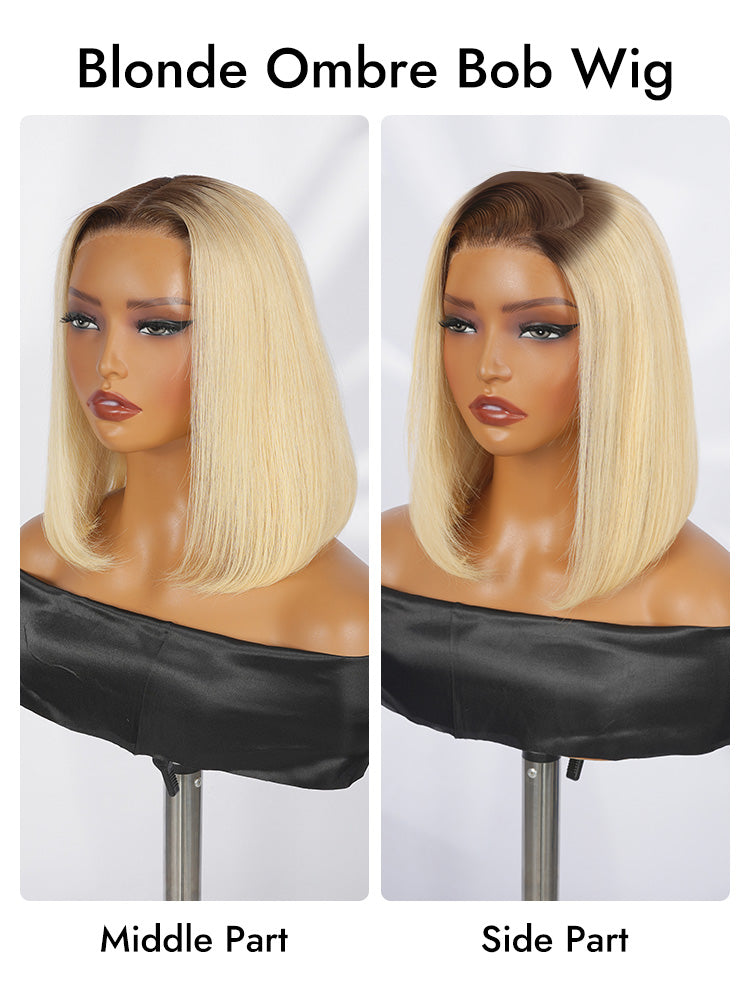 blonde ombre bob with side part