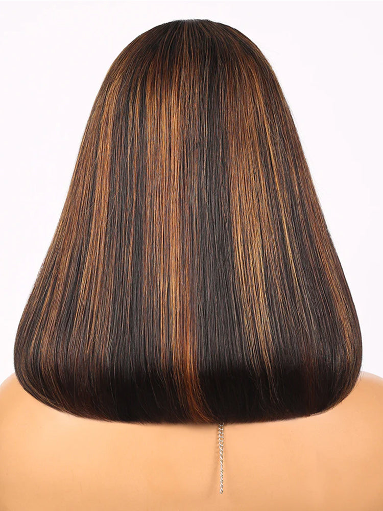 blunt cut highlight wig