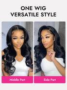 body wave 5x9 HD lace wig with versatile style
