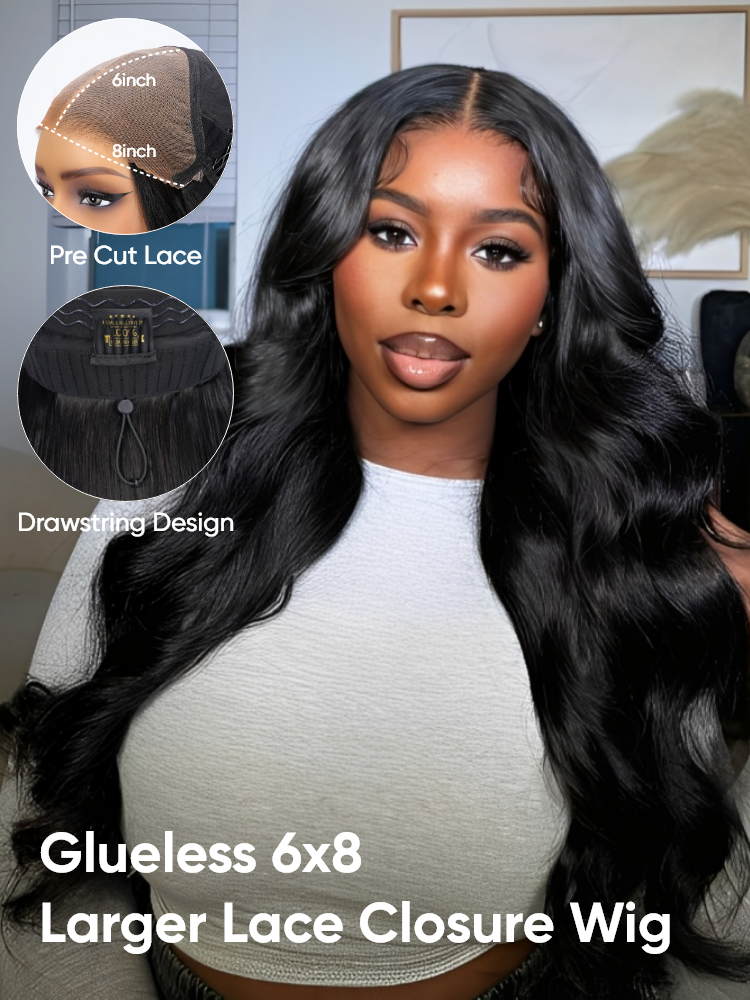 body wave 6x8 closure wig