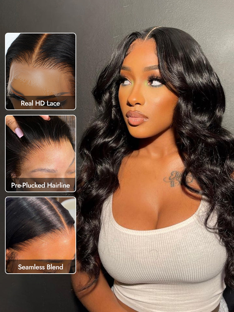 body wave HD lace wig with realistic look