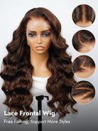body wave chotolate brown lace frontal wig