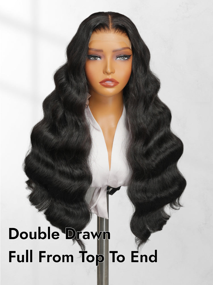 body wave double drawn 5x5 wig