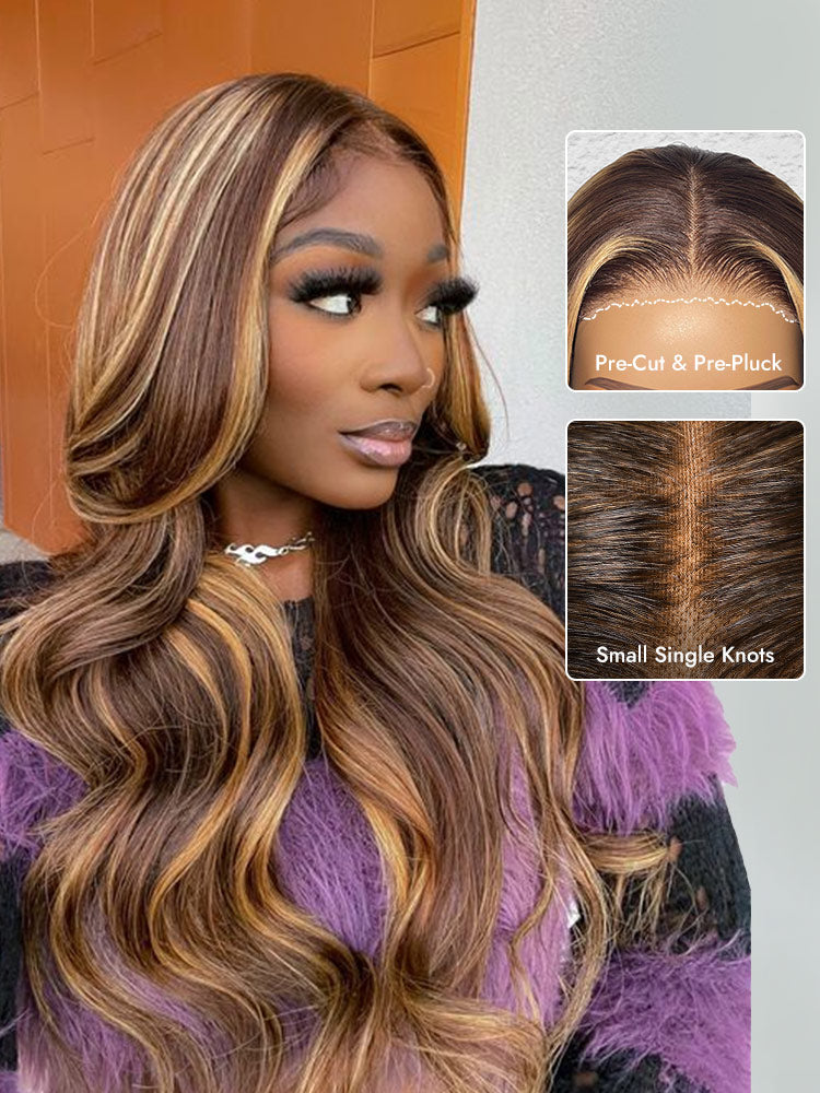 body wave highlight invisible lace wig