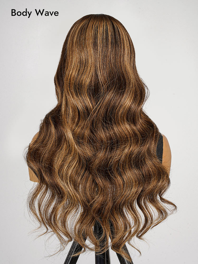 body wave honey blonde highlight wig